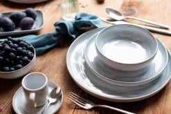 Teller|Die moderne Hausfrau Dessertteller-Set, Steinzeug TIEFER SEE Grau / Weiß