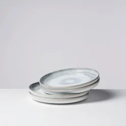 Teller|Die moderne Hausfrau Dessertteller-Set, Steinzeug TIEFER SEE Grau / Weiß