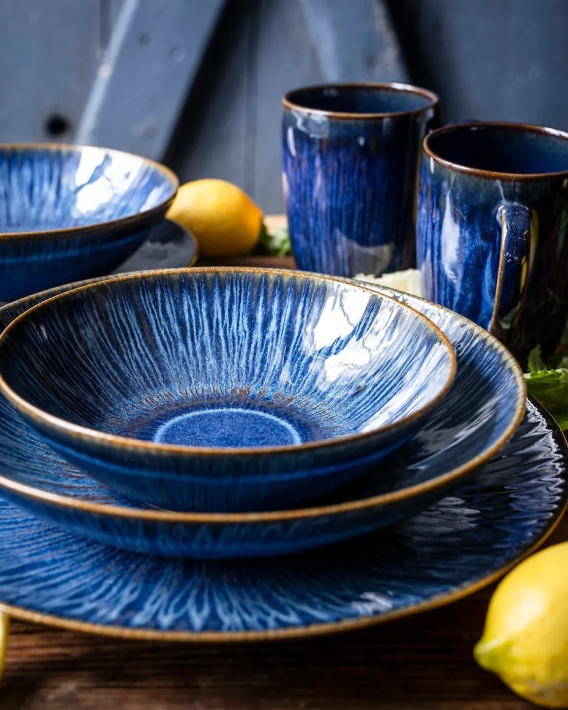 Teller|Die moderne Hausfrau Dessertteller-Set, Steinzeug Eisfall