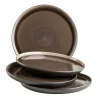 Geschirrsets|Die moderne Hausfrau Dessertteller-Set, Steinzeug Niara Schwarz / Grau