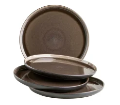 Geschirrsets|Die moderne Hausfrau Dessertteller-Set, Steinzeug Niara Schwarz / Grau