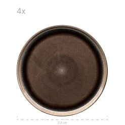 Geschirrsets|Die moderne Hausfrau Dessertteller-Set, Steinzeug Niara Schwarz / Grau