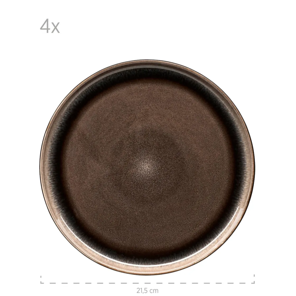 Geschirrsets|Die moderne Hausfrau Dessertteller-Set, Steinzeug Niara Schwarz / Grau