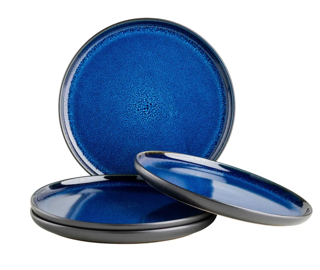 Geschirrsets|Die moderne Hausfrau Dessertteller-Set, Steinzeug Niara Schwarz / Grau