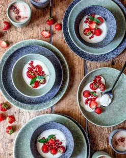 Teller|Die moderne Hausfrau Dessertteller-Set, Steinzeug Moos'N'Stein Grau