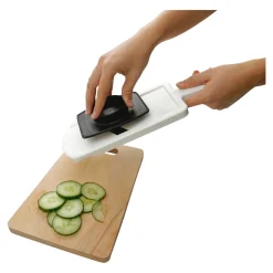 Gemüsehobel & Küchenreiben|Die moderne Hausfrau Dick- und Dünnschneider mit Restehalter, 2-teilig