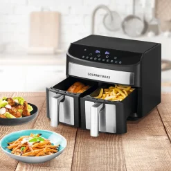 Fritteusen|Die moderne Hausfrau Doppelkammer-Heißluftfritteuse 7l, 2400 W