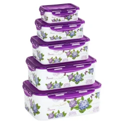 Lebensmittelbehälter|Die moderne Hausfrau Dosen-Set "Hortensie", 5 Stück lila