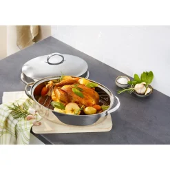 Bräter|Die moderne Hausfrau Edelstahl-Bräter mit Gittereinsatz, 3 l