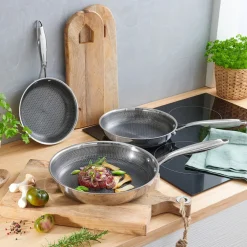 Pfannen|Die moderne Hausfrau Edelstahl-Pfanne „Premium Polygon“ 24 cm