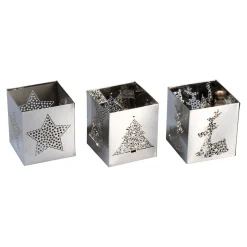 Weihnachtsdekoration·Weihnachtsbeleuchtung|Weihnachtsdekoration·Weihnachtskerzen|Die moderne Hausfrau Edelstahl-Windlichter, 3 Stück