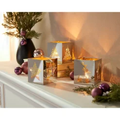Weihnachtsdekoration·Weihnachtsbeleuchtung|Weihnachtsdekoration·Weihnachtskerzen|Die moderne Hausfrau Edelstahl-Windlichter, 3 Stück