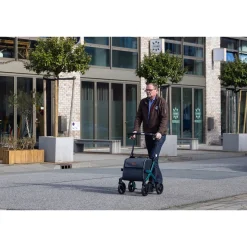 Rollatoren|Die moderne Hausfrau Einkaufsrollator Rollz Flex mit Sitz und Tasche, faltbar Jungle Green