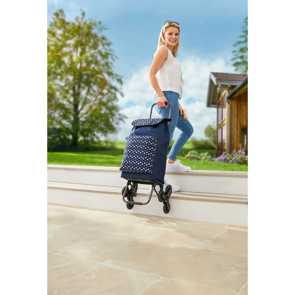 Einkaufstrolleys|Die moderne Hausfrau Einkaufstrolley „Treppensteiger Punkte“ 2.0