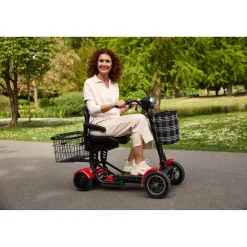 Elektromobile|Die moderne Hausfrau Elektroroller AT52317 mit Tasche & Korb rot