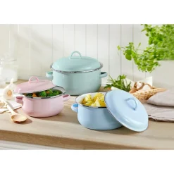 Töpfe|Die moderne Hausfrau Emailletopf-Set "Pastell", 6-teilig