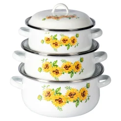 Töpfe|Die moderne Hausfrau Emaille-Topfset "Sonnenblume", 6-teilig