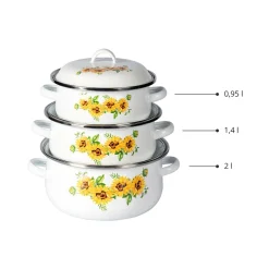 Töpfe|Die moderne Hausfrau Emaille-Topfset "Sonnenblume", 6-teilig
