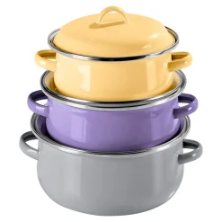 Töpfe|Hobbyköche|Die moderne Hausfrau Emailletopf-Set "Trend", 6-teilig
