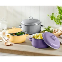 Töpfe|Hobbyköche|Die moderne Hausfrau Emailletopf-Set "Trend", 6-teilig