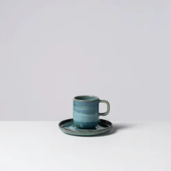 Tassen|Die moderne Hausfrau Espressotassen-Set, Steinzeug TIEFER SEE Blau / Grün