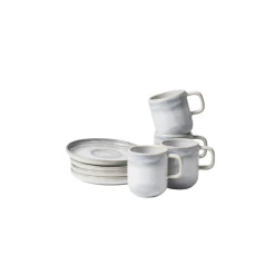 Tassen|Die moderne Hausfrau Espressotassen-Set, Steinzeug TIEFER SEE Grau / Weiß