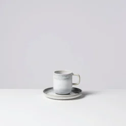 Tassen|Die moderne Hausfrau Espressotassen-Set, Steinzeug TIEFER SEE Grau / Weiß