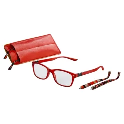 Sehhilfen·Lesebrillen|Die moderne Hausfrau Fertig-Lesebrille mit Wechselbügel "rot mit Bügel" +2,5 dpt