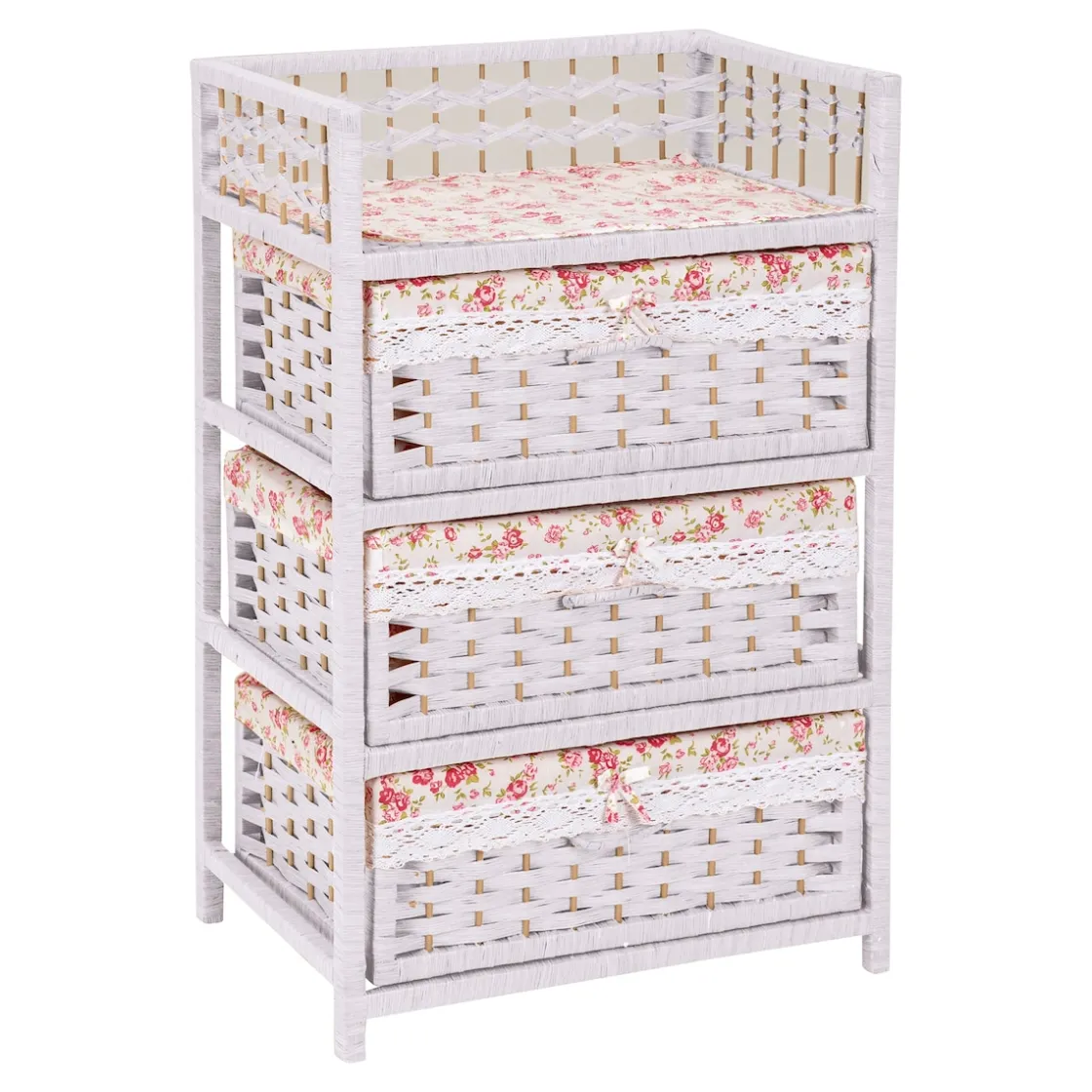 Schränke & Regale·Kommoden|Die moderne Hausfrau Flecht-Kommode „Romantik“ 3 Fächer