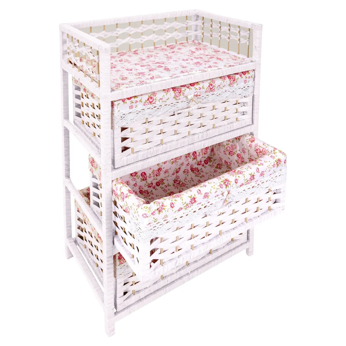 Schränke & Regale·Kommoden|Die moderne Hausfrau Flecht-Kommode „Romantik“ 3 Fächer