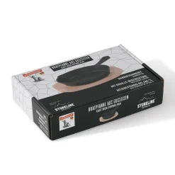 Pfannen|Die moderne Hausfrau Freyersbacher Gusseisenpfanne 15 cm, Emaille Bratpfanne | mit Brett und Tuch