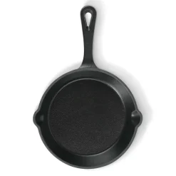 Pfannen|Die moderne Hausfrau Freyersbacher Gusseisenpfanne 15 cm, Emaille Bratpfanne | mit Brett und Tuch