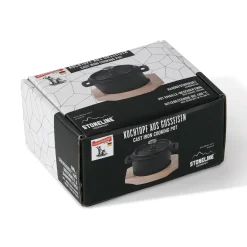 Töpfe|Die moderne Hausfrau Freyersbacher Mini Cocotte 9 cm Gusseisen, Kleiner Emaille Topf | Rund, mit Brett und Tuch