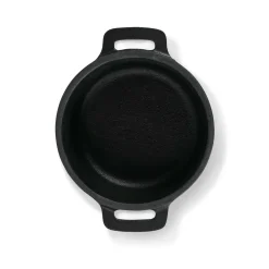 Töpfe|Die moderne Hausfrau Freyersbacher Mini Cocotte 9 cm Gusseisen, Kleiner Emaille Topf | Rund, mit Brett und Tuch