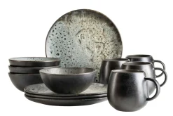 Geschirrsets|Die moderne Hausfrau Frühstücks Set, Steinzeug Carellia Grau