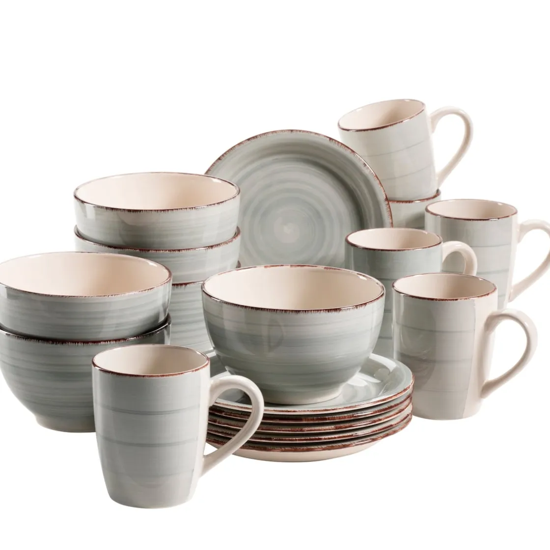 Geschirrsets|Die moderne Hausfrau Frühstücksgeschirr, Steingut Lumaca Rauchblau