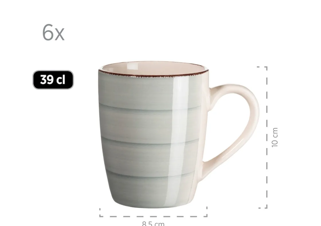 Geschirrsets|Die moderne Hausfrau Frühstücksgeschirr, Steingut Lumaca Rauchblau