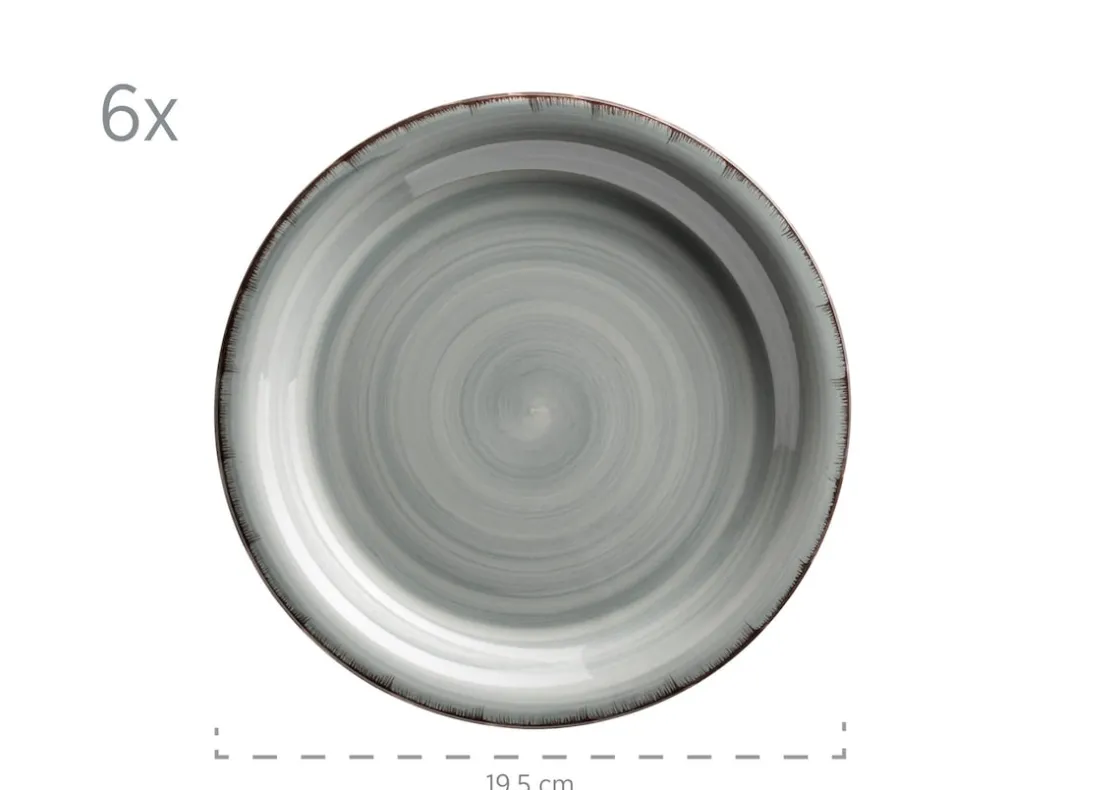 Geschirrsets|Die moderne Hausfrau Frühstücksgeschirr, Steingut Lumaca Rauchblau