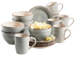 Geschirrsets|Die moderne Hausfrau Frühstücksgeschirr, Steingut Lumaca Rauchblau