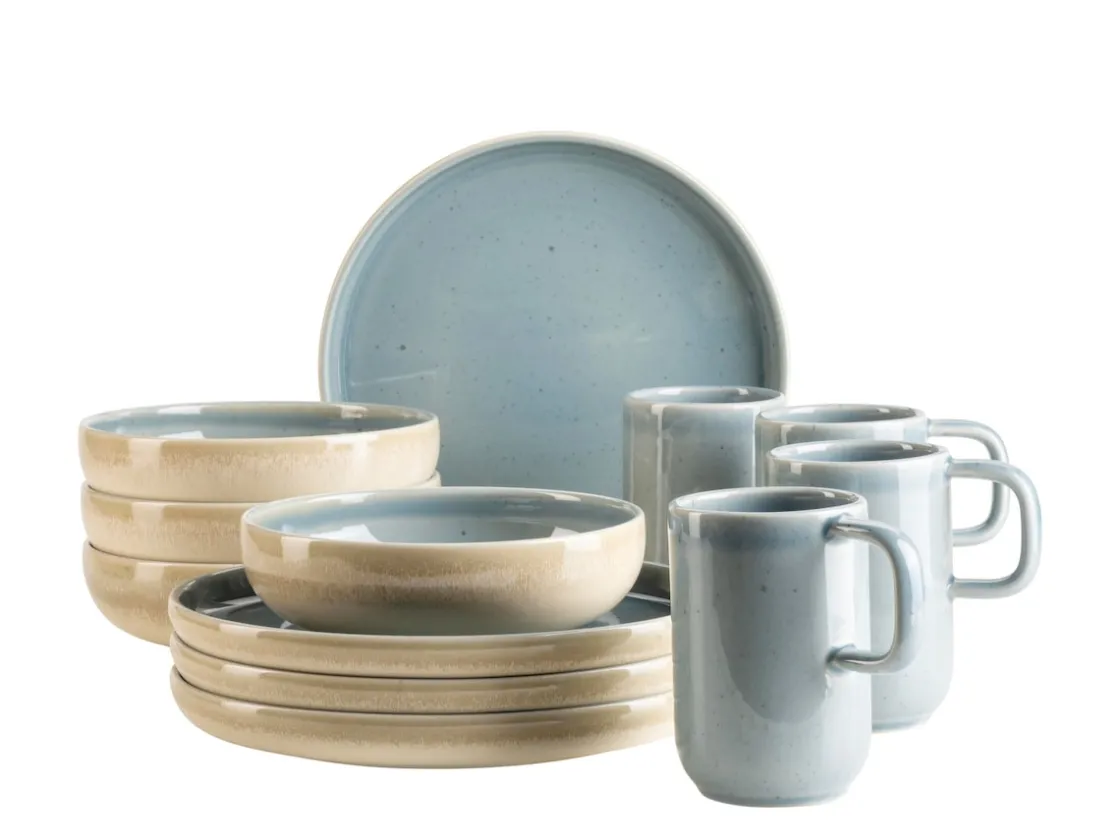 Geschirrsets|Die moderne Hausfrau Frühstücksset, Steinzeug Candy Blau