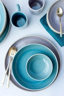 Geschirrsets|Die moderne Hausfrau Frühstücksset, Steinzeug Candy Blau