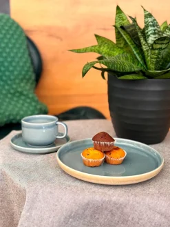 Geschirrsets|Die moderne Hausfrau Frühstücksset, Steinzeug Candy Blau