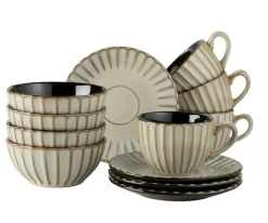 Geschirrsets|Die moderne Hausfrau Frühstücksset, Steinzeug Confino Beige