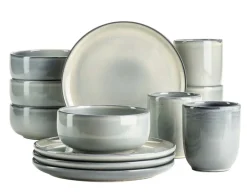 Geschirrsets|Die moderne Hausfrau Frühstücksset, Steinzeug Livio Grün