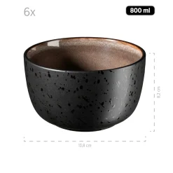 Geschirrsets|Die moderne Hausfrau Frühstücksset, Steinzeug NIARA Schwarz / Grau