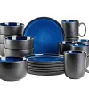 Die moderne Hausfrau Frühstücksset, Steinzeug NIARA Schwarz / Blau