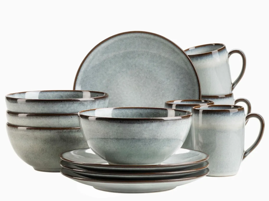 Geschirrsets|Die moderne Hausfrau Frühstücksset, Steinzeug Smoky's Grün