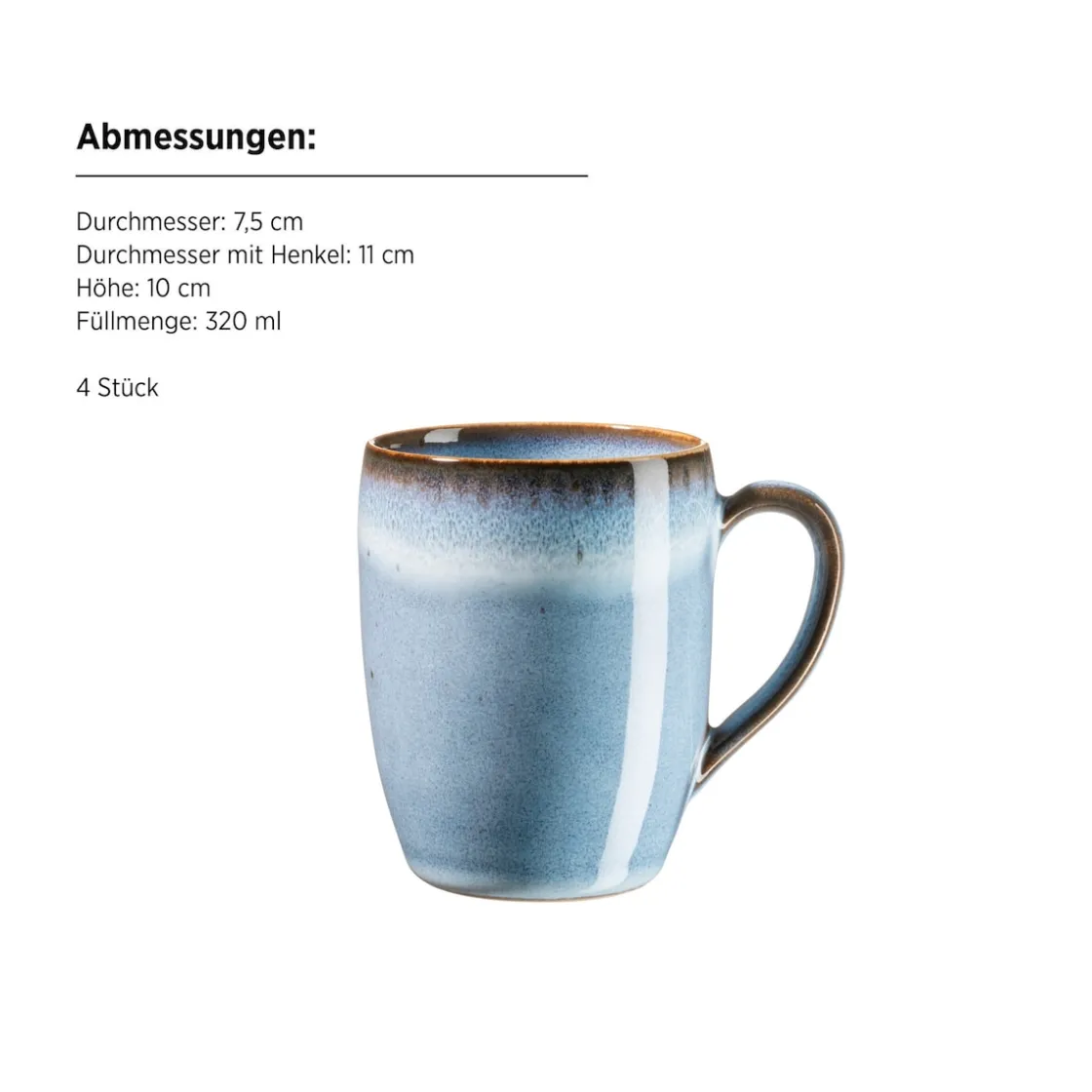 Geschirrsets|Die moderne Hausfrau Frühstücksset, Steinzeug Smoky's Blau