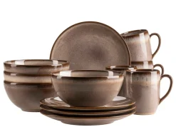 Geschirrsets|Die moderne Hausfrau Frühstücksset, Steinzeug Smoky's Braun