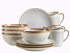 Geschirrsets|Die moderne Hausfrau Frühstücksset, Steinzeug Smoky's Weiß